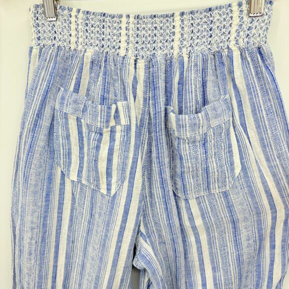 Christopher & Banks Linen Blend Pull-on pants, Size Medium, blue white striped - Picture 5 of 9